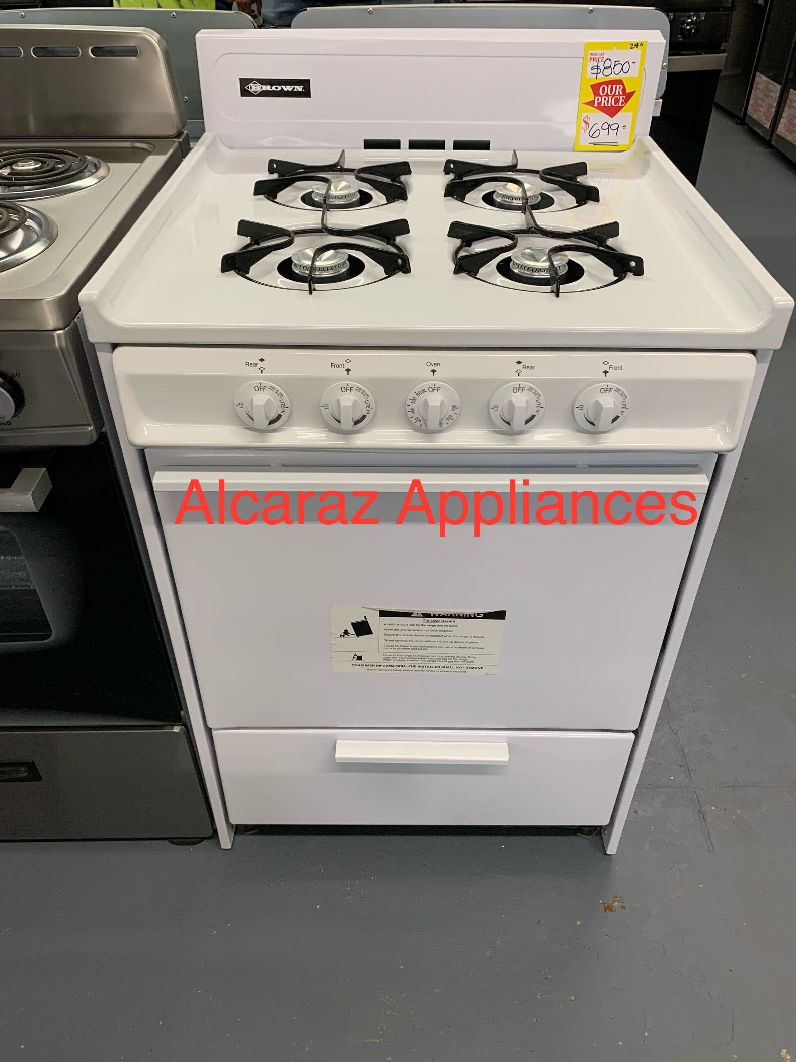 BROWN Gas Range - 24". $699