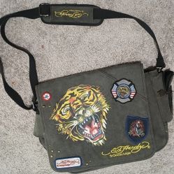 Ed Hardy Olive Messenger Bag 