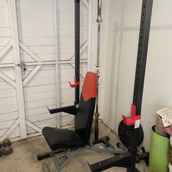 Barbell Rack , Weights And Chair 