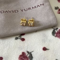 David Yurman 18K gold champagne citrine and diamond pave earrings 