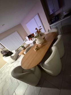 Oval Wood Dining Table with Chairs