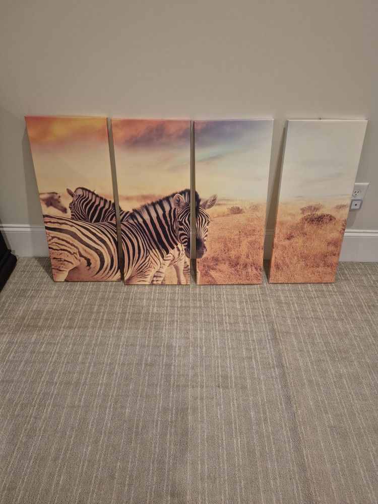 Zebra 4 Pieces Canvas