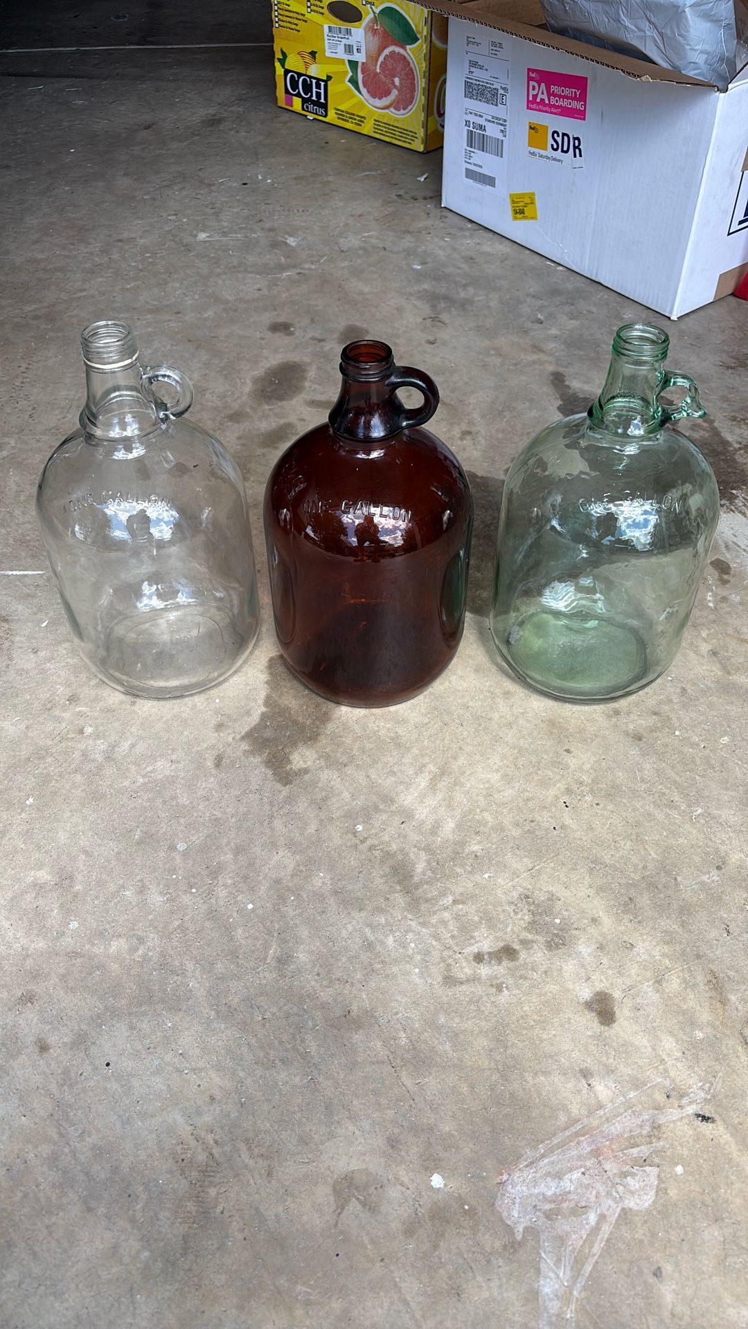 Antique One Gallon Glass Jugs 3 Of Them