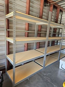 4 Tier Shelving 48 in W x 24 in D American Made Used Heavy Duty Steel Boltless Storage Rack Delivery Available