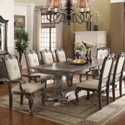SETD2151 KIERA DINING TABLE 10PC SET (GRAY)


