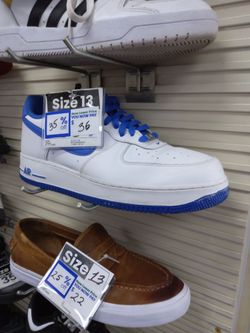Nike Air Force 1 White Blue Sneakers Size 13