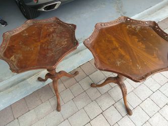 Antique Walnut Pie Tables...Needs Refinishing