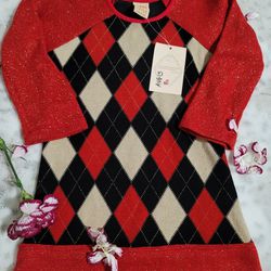 NWT Mia Belle Baby Couture 3T Girls Long Sleeve Argyle Tunic Top