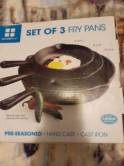 3pc cast iron frying pans