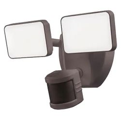 LED Motion Sensor Wi-Fi Connected Voice Activated Wired Twin Head Bronze Outdoor Security