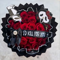 Spooky Hello Kitty Ramo Buchon Flower Roses Bouquet Roses