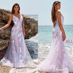 New With Tags Blush Prom Lilac Sequin & Tulle Long Formal Dress & Prom Dress $215