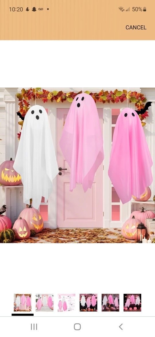 Simgoing 3 Pcs Halloween Hanging Ghost Decorations Ghost Decor Outdoor Cute Flying Ghosts Decorations for Front Porch Yard Garden Patio