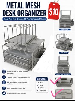 Metal Mesh Desk Organizer