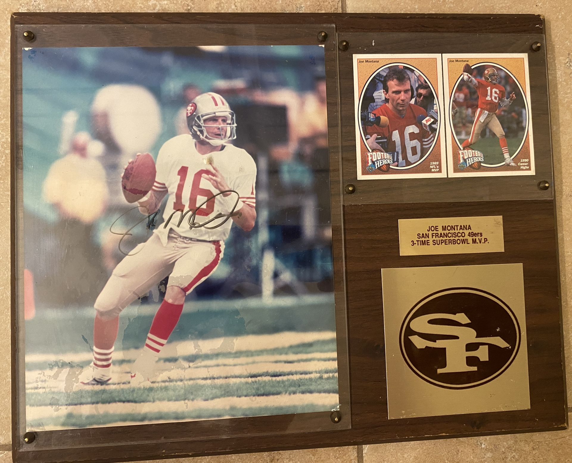 Joe Montana Autographed Memorabilia Plaque