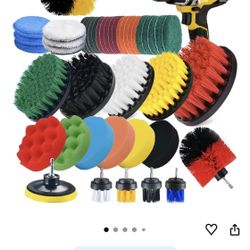 Shieldpro 45 Piece Drill Brush Attachment Set, All Purpose Power Clean Scrubber Brush, Scrub Pads & Sponge with Extend Long Attachment
