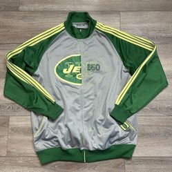 New York Jets NFL Vintage No Huddle Full Zip Track Jacket. Size L 