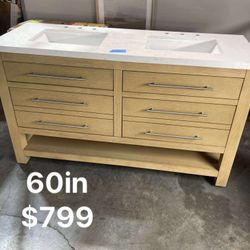 60in Double Bathroom Vanity With Top