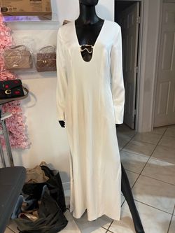 White Long Sleeve Maxi Dress with Gold Hardware
