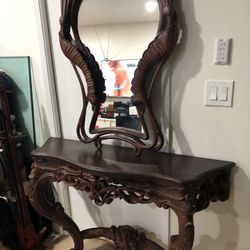 Console  Table With Mirror Set