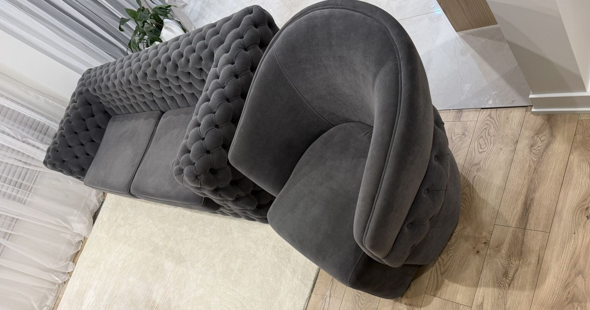 Velvet Sofa And Armchair Set