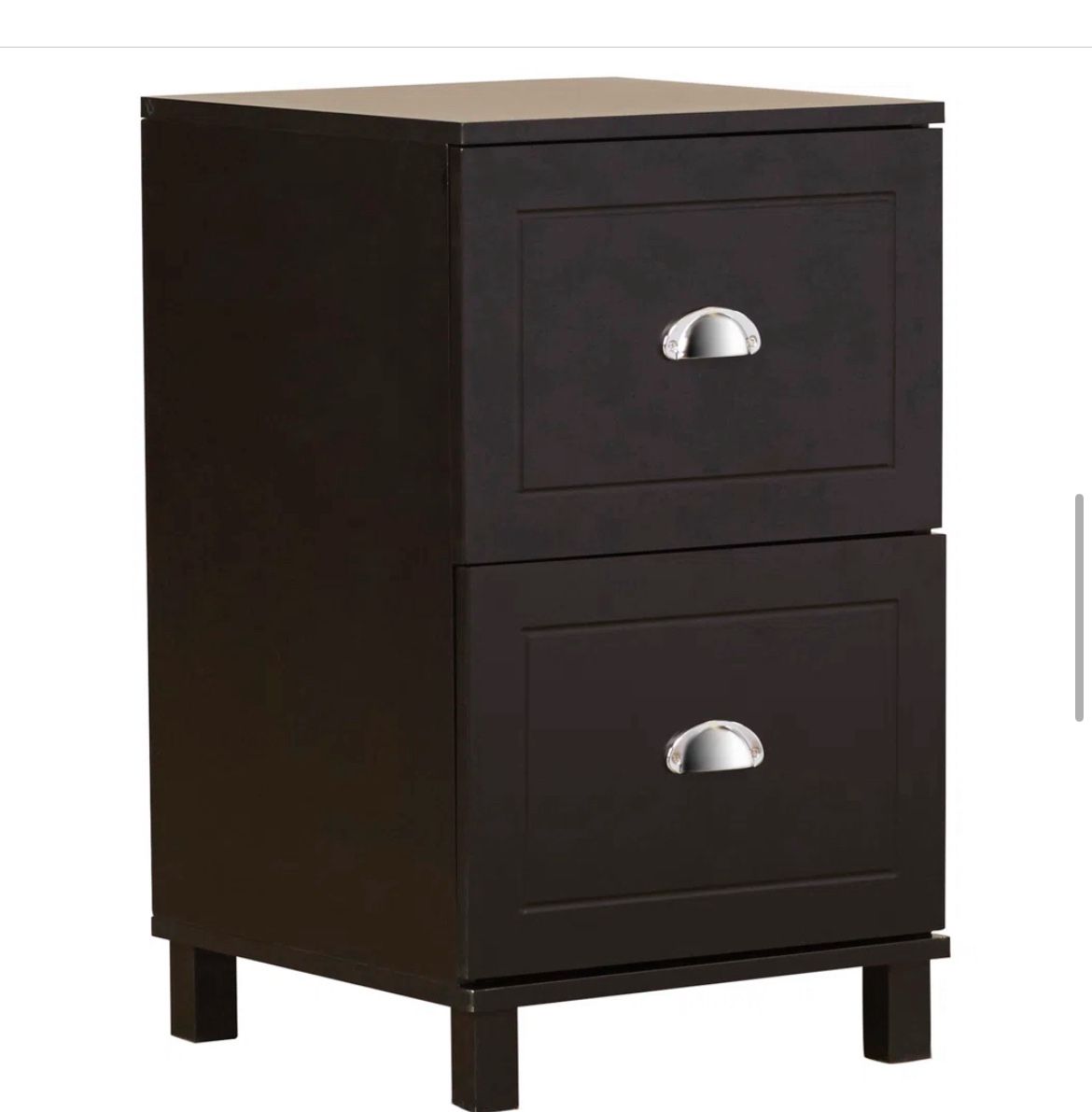 SLEEK, FASHIONABLE 2-DRAWER FILING CABINET, BLACK WITH CHROME HANDLES, $75 OBO!!