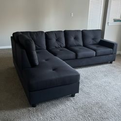 Brand New Black Fabric L Shape Sectional Sofa | Pay After Delivery 🚚