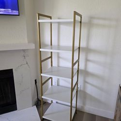 Tier Corner Shelf, Bookshelf, White Gold