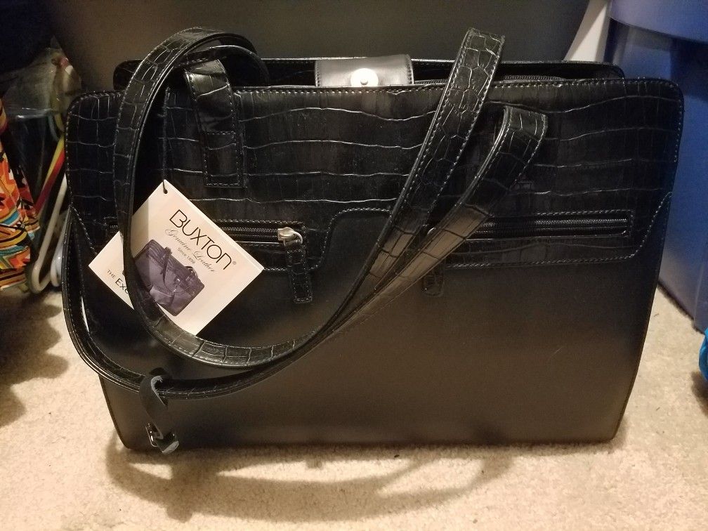 Bruxton leather executive tote with mini bag