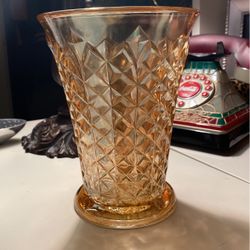 Carnival Glass Diamond Shape Design Vase