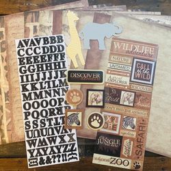 Adorable Zoo/Safari Scrapbook/Card Making Lot