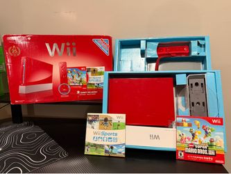 Nintendo Wii Red Limited Edition Console Bundle w/ Wii Sports + Mario Bros, Box