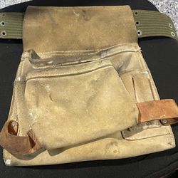 Vintage leather tool belt pouch