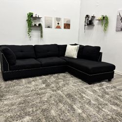 Black Sectional Couch - Free Delivery