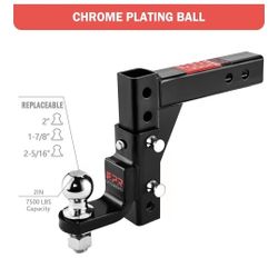 Adjustable Trailer Hitch Ball Mount - Fits 2-Inch Receiver, 2" Tow Ball