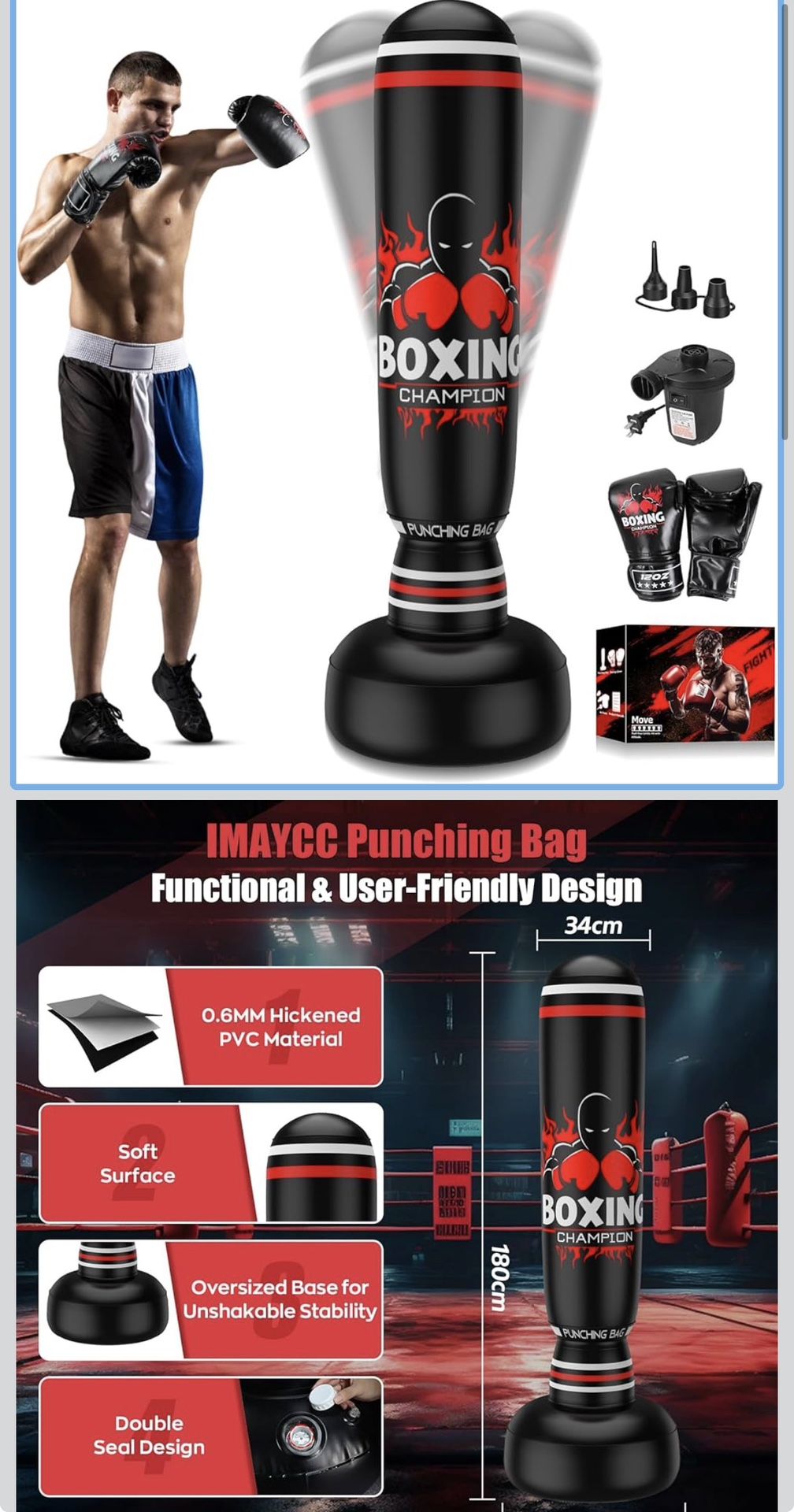 Freestanding Punching Bag With Gloves