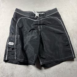 Vintage Rusty Board Shorts Men’s 38 Black Y2K Black Baggy Surf Beach Made USA#2A