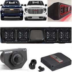 CHEVY SILVERADO GMC SIERRA 2019-2026 BASS PACKAGE KICKER AUDIO CUSTOM BOX INSTALLED 