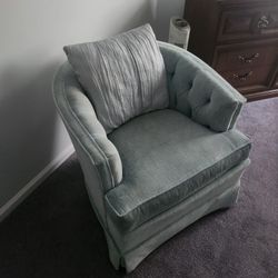 Blue Side Chair And Pillow