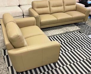 New top grain genuine leather couch and love seat set / free delivery