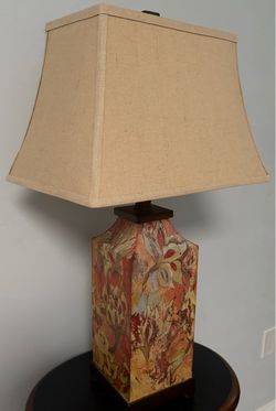 Unique Table Lamp, Base Painted in Abstract Florals