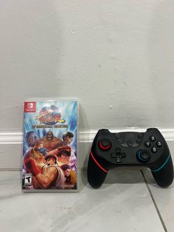 Selling a wireless Switch controller and Street Fighter 30th Anniversary Edition.