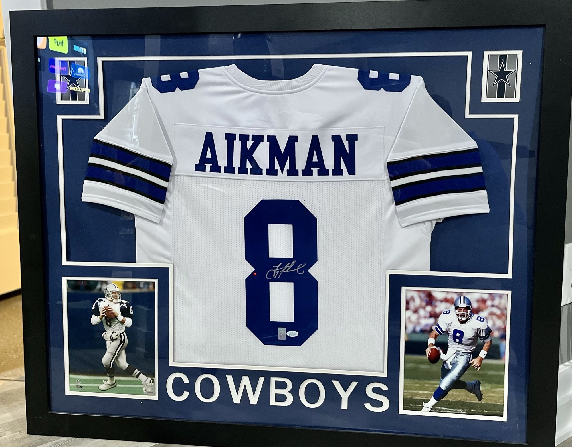 Signed Troy Aikman jersey - Framed