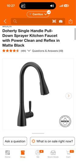 Doherty Single Handle Pull-Down Sprayer Kitchen Faucet with Power Clean and Reflex in Matte Black