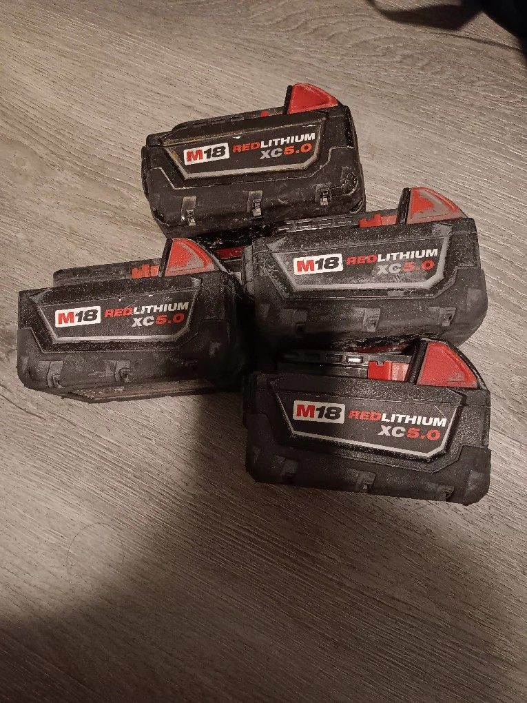 Milwaukee M18 Red Lithium XC 5.0 Battery Lot
