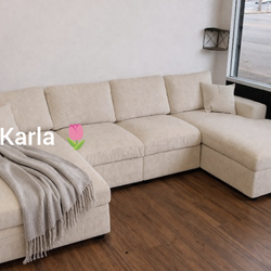 New,‼️U Shape Sectional Sofa ivory Corduroy