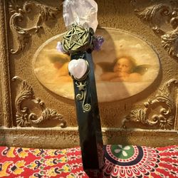 Obsidian Obselik with Rose quartz And amethyst