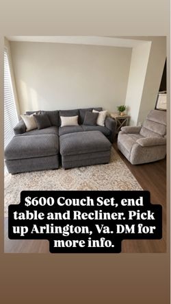 Modern Sofa with recliner + end table
