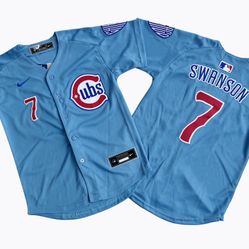 Chicago Cubs #7 Dansby Swanson Jersey Retro Blue Edition 