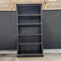 Tall Dark Wood Finish Multi-Shelf Bookcase Storage Unit